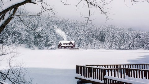 Обои снег, лес, зима, дом, турция, snow, forest, winter, house, turkey разрешение 3000x2000 Загрузить