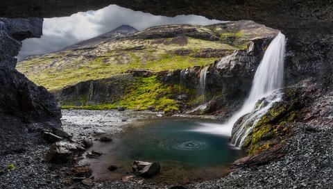 Обои водопад, исландия, waterfall, iceland разрешение 2000x1300 Загрузить