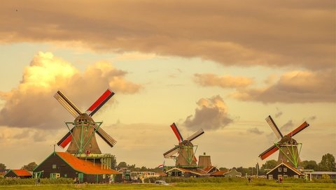 Обои нидерланды, ветряные мельницы, netherlands, windmills разрешение 3072x2048 Загрузить