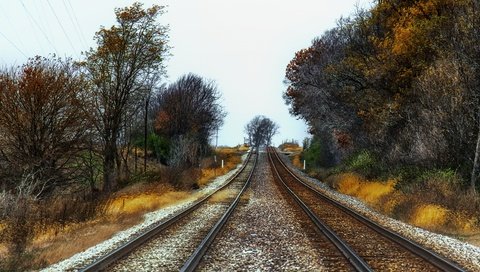 Обои железная дорога, природа, осень, railroad, nature, autumn разрешение 3840x2160 Загрузить