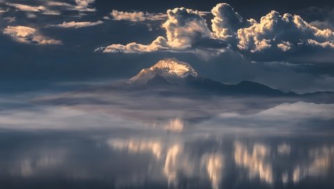 Обои небо, вода, пейзаж, море, гора, the sky, water, landscape, sea, mountain разрешение 2048x1365 Загрузить