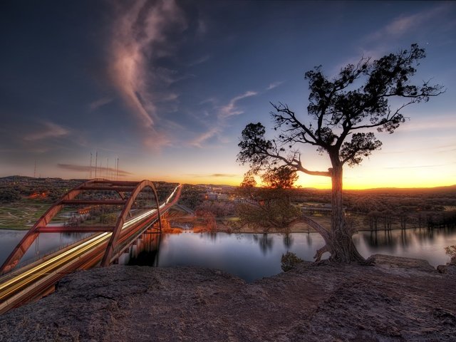 Обои река, закат, мост, остин, river, sunset, bridge, austin разрешение 5453x3924 Загрузить