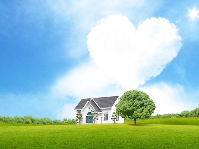 Обои облака, сердце, дом, clouds, heart, house разрешение 1920x1200 Загрузить