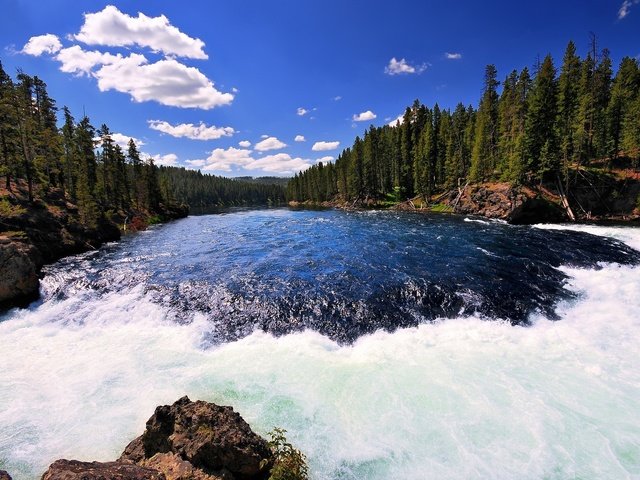 Обои река йеллоустон, йеллоустонский национальный парк, пороги, river yellowstone, yellowstone national park, thresholds разрешение 1920x1200 Загрузить