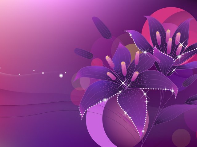 Обои цветы, вектор, сияние, лилия, круги, flowers, vector, lights, lily, circles разрешение 1920x1200 Загрузить