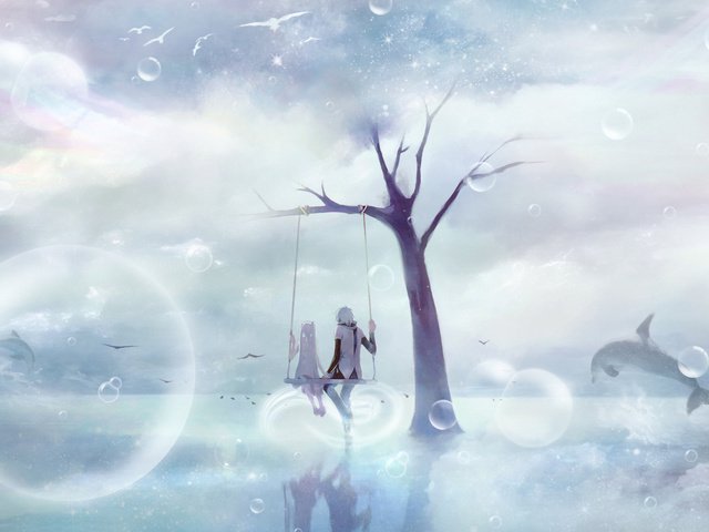 Обои небо, пара, качели, the sky, pair, swing разрешение 1920x1200 Загрузить