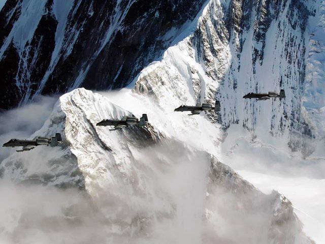 Обои горы, самолет, скала, аляска, a-10, thunderbolt, pacific alaska range complex, тренировочный полёт, mountains, the plane, rock, alaska, training flight разрешение 1920x1200 Загрузить