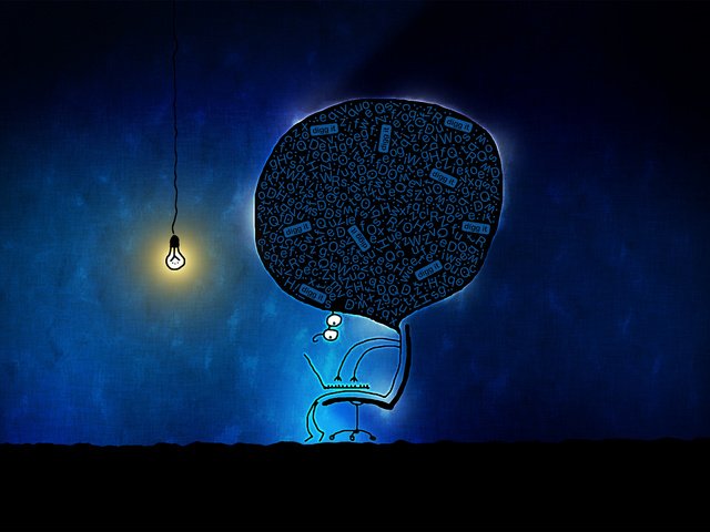 Обои рисунок, юмор, лампочка, компьютерщик, figure, humor, light bulb, geek разрешение 2560x1600 Загрузить