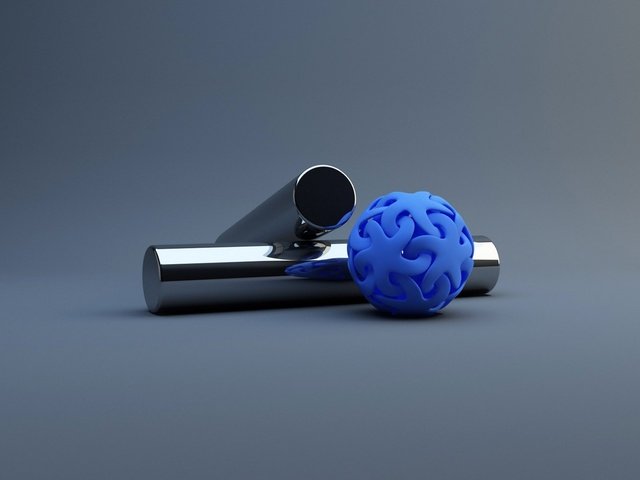 Обои цилиндры, синий шар, cylinders, blue ball разрешение 1920x1200 Загрузить