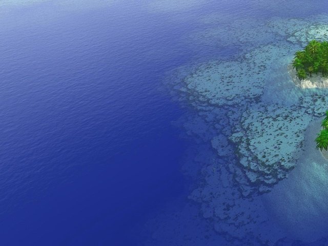 Обои море, острова, пальмы, sea, islands, palm trees разрешение 3200x1200 Загрузить