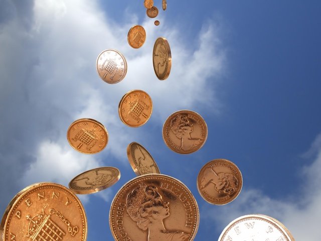 Обои небо, деньги, монеты, the sky, money, coins разрешение 3450x2400 Загрузить