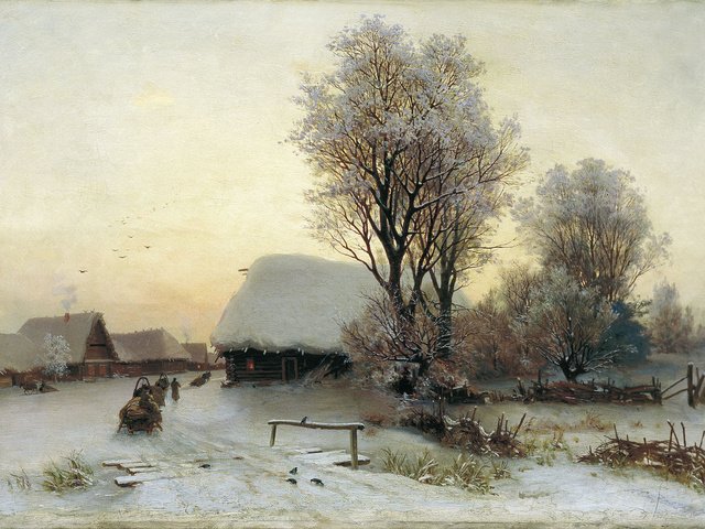 Обои картина, кондратенко, зимний вечер, picture, kondratenko, winter evening разрешение 1955x1400 Загрузить