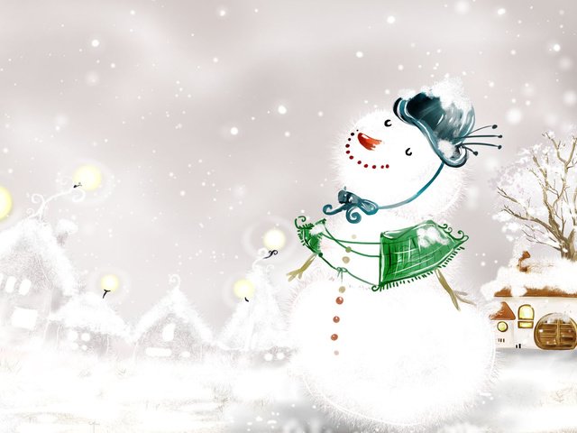 Обои снег, новый год, снеговик, snow, new year, snowman разрешение 1920x1200 Загрузить