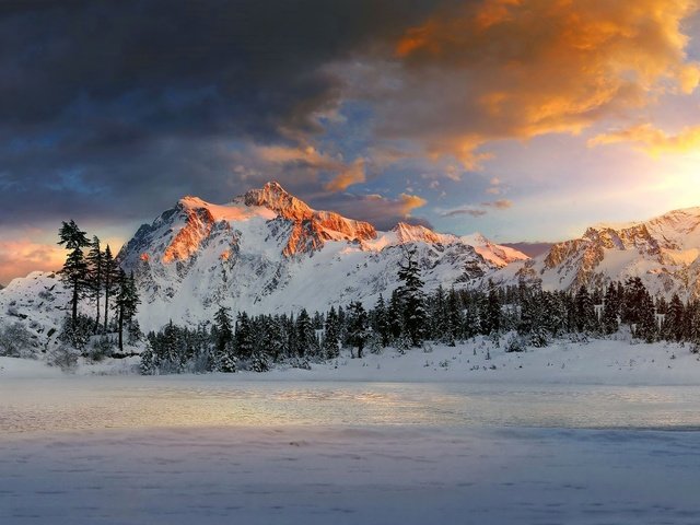 Обои небо, озеро, горы, the sky, lake, mountains разрешение 1920x1200 Загрузить