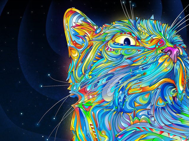 Обои цвета, кот, усы, завихрения, color, cat, mustache, swirls разрешение 2560x1600 Загрузить