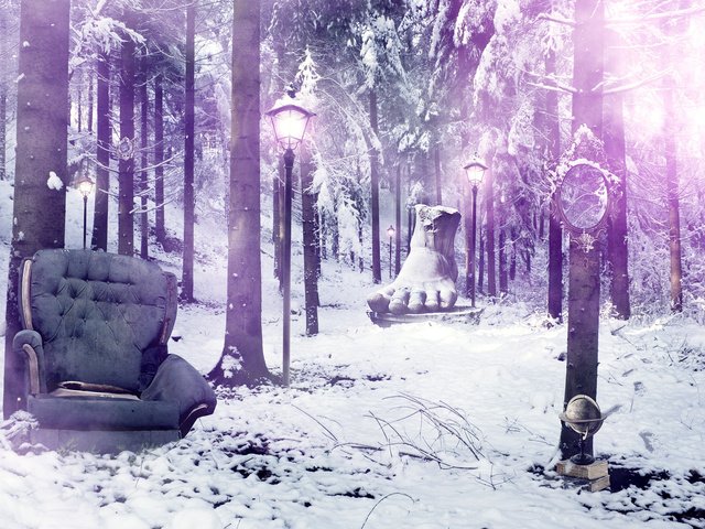 Обои фонари, лес, зеркало, кресло, ступня, lights, forest, mirror, chair, foot разрешение 1920x1200 Загрузить