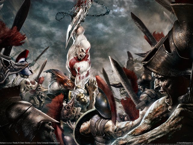 Обои кратос, gof of war, атакует, kratos, attacks разрешение 1920x1200 Загрузить