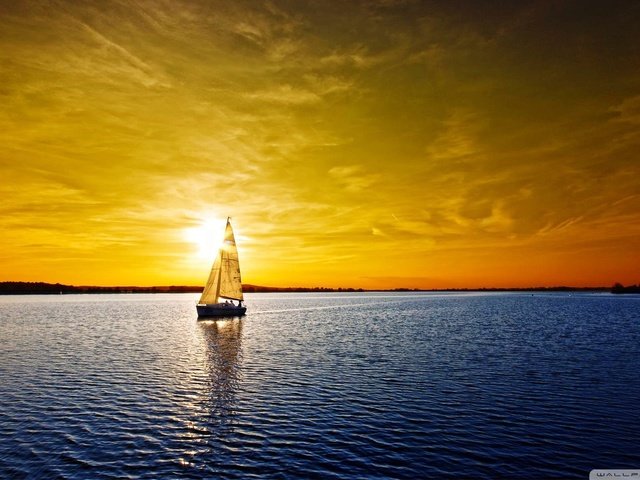 Обои закат, море, парусник, sunset, sea, sailboat разрешение 1920x1080 Загрузить