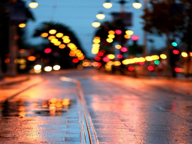 Обои дорога, огни, макро, улица, road, lights, macro, street разрешение 1920x1080 Загрузить