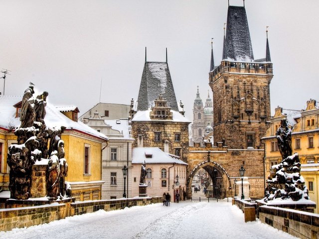 Обои мост, прага, старый город, bridge, prague, old town разрешение 2560x1600 Загрузить