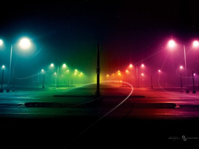 Обои свет, ночь, фонари, город, радуга, light, night, lights, the city, rainbow разрешение 2560x1600 Загрузить
