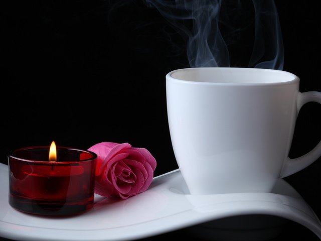 Обои роза, чашка, свеча, rose, cup, candle разрешение 1920x1280 Загрузить