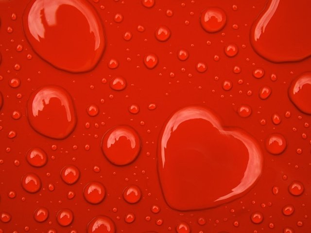 Обои вода, фон, капли, красный, сердце, water, background, drops, red, heart разрешение 1920x1200 Загрузить