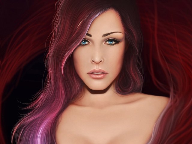 Обои арт, девушка, взгляд, волосы, лицо, живопись, art, girl, look, hair, face, painting разрешение 2619x2060 Загрузить