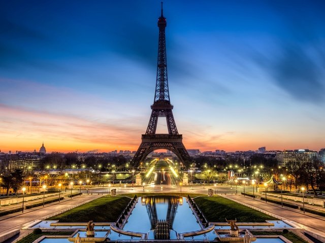 Обои вечер, париж, франция, эйфелева башня, la tour eiffel, франци, the evening, paris, france, eiffel tower разрешение 2560x1600 Загрузить