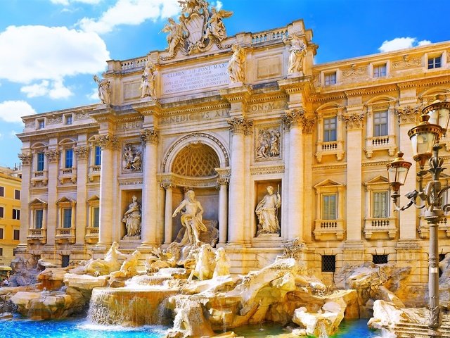 Обои фонтан треви в риме, the trevi fountain in rome разрешение 2560x1440 Загрузить