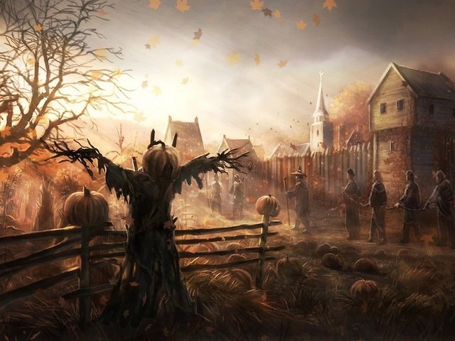 Обои процессия на хэллоуин, the procession on halloween разрешение 2560x1440 Загрузить