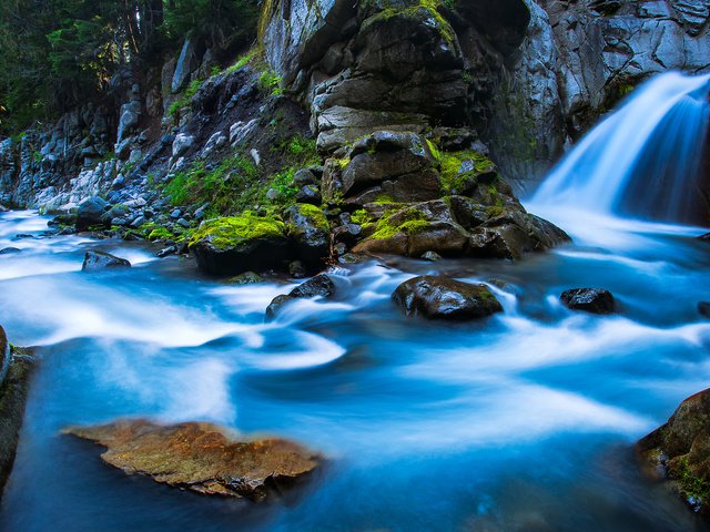 Обои река, пейзаж, водопад, вашингтон, rainier national park, river, landscape, waterfall, washington разрешение 1920x1080 Загрузить