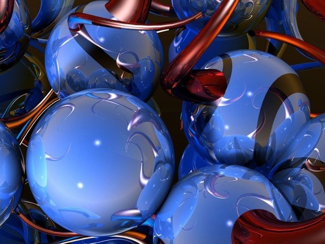 Обои шары, отражение, синий, форма, красный, переплетение, объем, 3д, balls, reflection, blue, form, red, weave, the volume, 3d разрешение 1920x1080 Загрузить