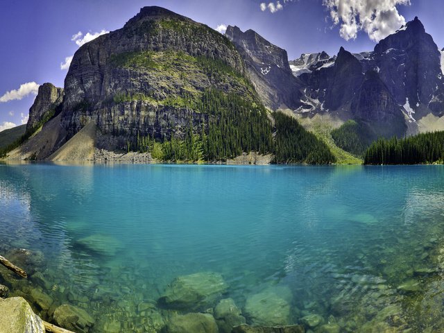 Обои горы, лес, канада, озеро морейн, морейн озеро, mountains, forest, canada, moraine lake разрешение 2560x1600 Загрузить