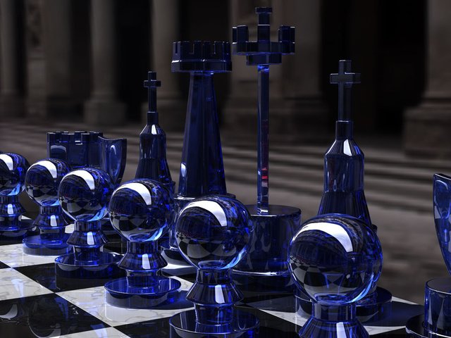 Обои шахматы, игра, стратегия, chess set, blue side, ренденринг, cтекло, chess, the game, strategy, rendering, glass разрешение 1920x1080 Загрузить