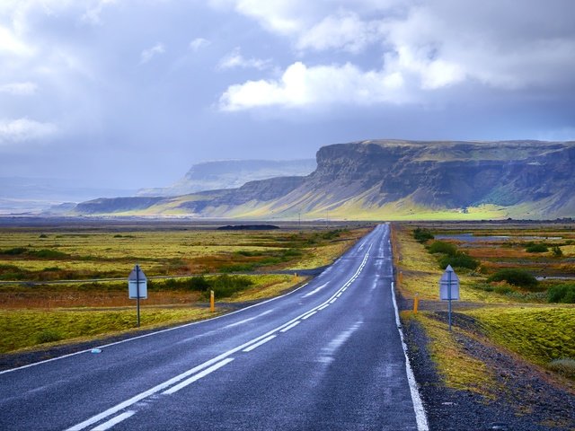 Обои небо, дорога, горы, поля, the sky, road, mountains, field разрешение 3840x2345 Загрузить