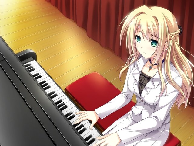 Обои девушка, музыка, пианино, girl, music, piano разрешение 1920x1080 Загрузить