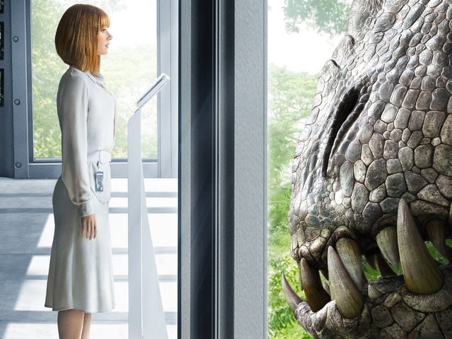 Обои девушка, фильм, динозавр, окно, пленка, мир юрского периода, girl, the film, dinosaur, window, film, jurassic world разрешение 3158x1974 Загрузить