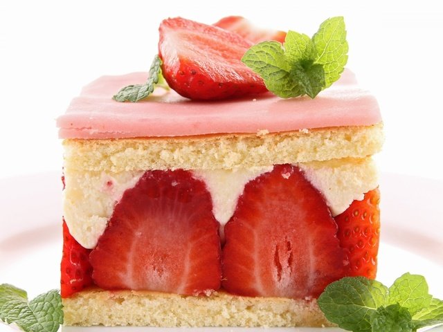 Обои мята, клубника, сладкое, десерт, пирожное, клубничное пирожное, mint, strawberry, sweet, dessert, cake, strawberry cake разрешение 1920x1200 Загрузить