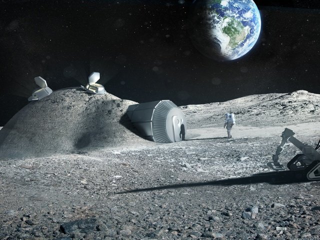 Обои земля, станция, космос, луна, космонавты, дом, база, землянка, earth, station, space, the moon, astronauts, house, base, dugout разрешение 2560x1600 Загрузить