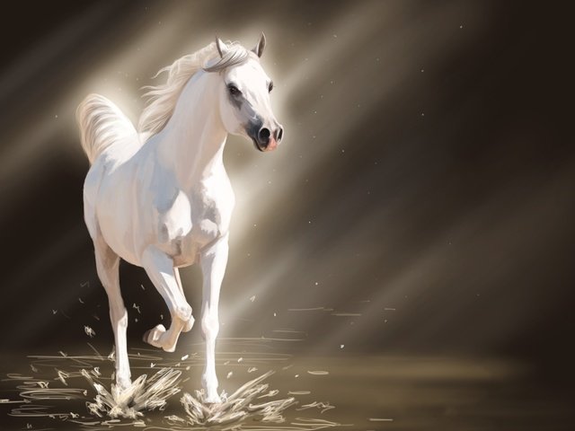 Обои свет, арт, лошадь, вода, брызги, конь, белая, light, art, horse, water, squirt, white разрешение 2560x1600 Загрузить