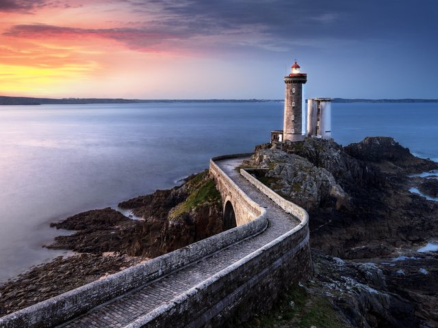 Обои облака, огни, закат, море, маяк, горизонт, clouds, lights, sunset, sea, lighthouse, horizon разрешение 2048x1365 Загрузить