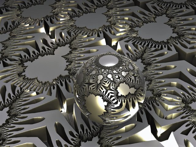 Обои абстракция, шар, метал, фрактал, 3д, 3d графика, фоновые рисунки, abstraction, ball, metal, fractal, 3d, 3d graphics, wallpapers разрешение 3480x2610 Загрузить