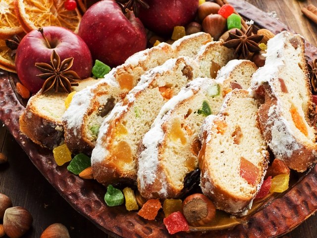 Обои орехи, корица, яблоки, выпечка, сухофрукты, nuts, cinnamon, apples, cakes, dried fruits разрешение 2880x2005 Загрузить