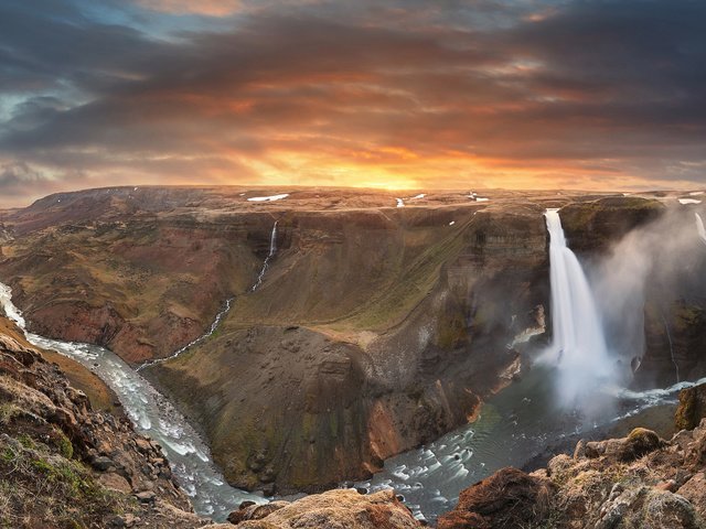 Обои река, горы, восход, водопад, river, mountains, sunrise, waterfall разрешение 1920x1080 Загрузить