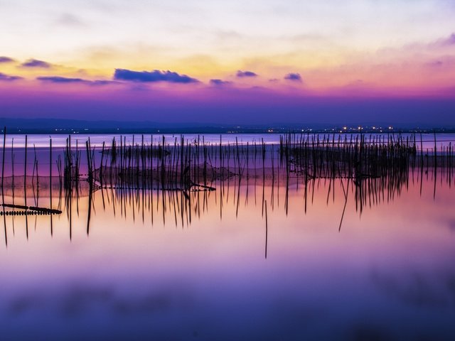 Обои вечер, озеро, закат, отражение, the evening, lake, sunset, reflection разрешение 2583x1722 Загрузить