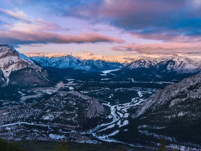 Обои горы, природа, дерево, лес, зима, канада, банф, mountains, nature, tree, forest, winter, canada, banff разрешение 3840x2160 Загрузить