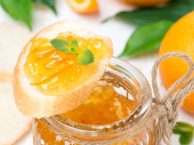 Обои мята, джем, хлеб, багет, оранжевый, апельсин, варенье, mint, jam, bread, baguette, orange разрешение 2048x1367 Загрузить