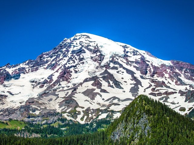 Обои снег, природа, лес, гора, сша, mt. rainier, snow, nature, forest, mountain, usa разрешение 2880x1800 Загрузить