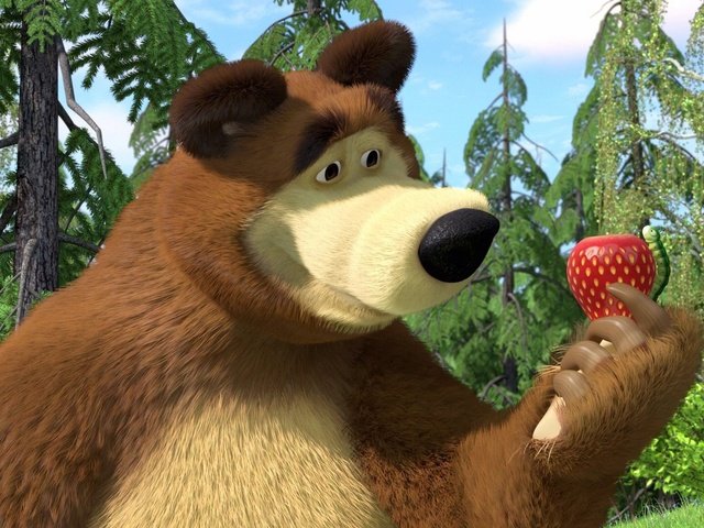 Обои клубника, мультфильм, мишка, маша и медведь, strawberry, cartoon, bear, masha and the bear разрешение 1920x1080 Загрузить